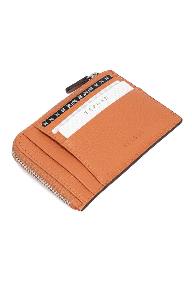 Orange Leather Unisex Card Holder 00265j35