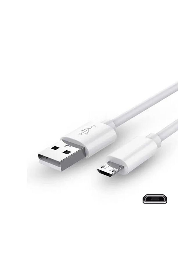 Micro Kablo USB Şarj ve Data Kablosu Hızlı Şarj 3.4 A. 1 Mt Beyaz Güçlendirilmiş Kaplama - 1
