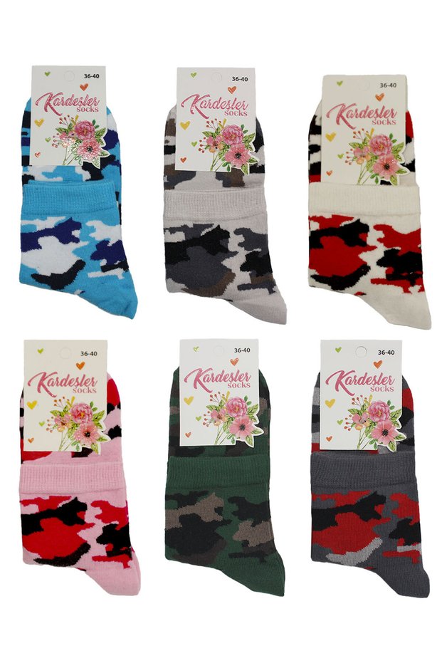 Women's Half Socks Multi-Colored Patterned Cotton Socks 6 Pack