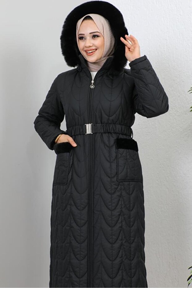 9107 Stepp-Wintermantel Schwarz - 2