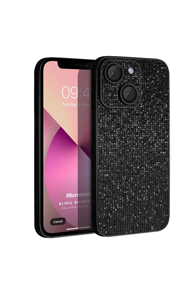 Apple iPhone 14 Plus Kılıf Bling Rhinestones Siyah - 1