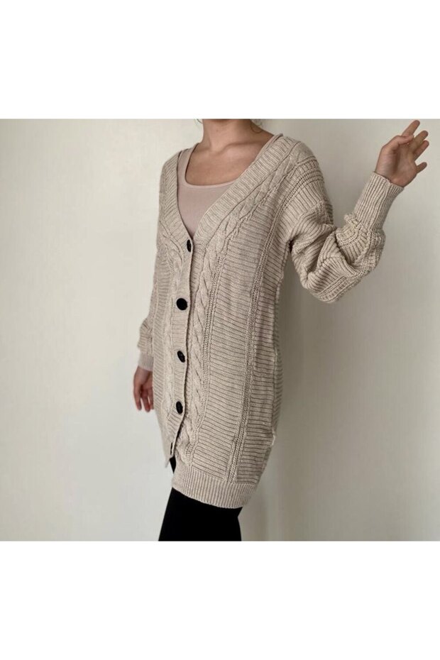 Butikk Oversize Basen Kapatır Örme Hırka Taş - 3