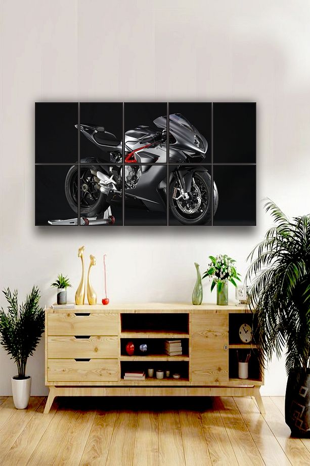 10 parça Motor Bisiklet Dev Boy Mdf tablo Duvar Süsü Hediyelik Eşya (155cmx85cm) - 3