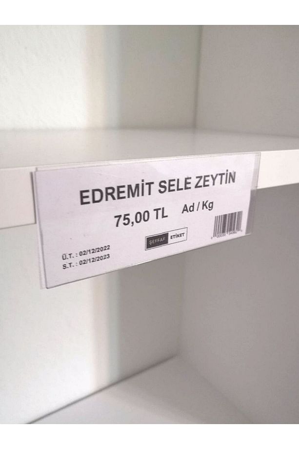 10 adet PVC Etiketlik Yapışkanlı 10x4 cm, Raf Fiyat Etiket Cebi, Yapışkanlı Şeffaf Ürün Etiketliği - 7