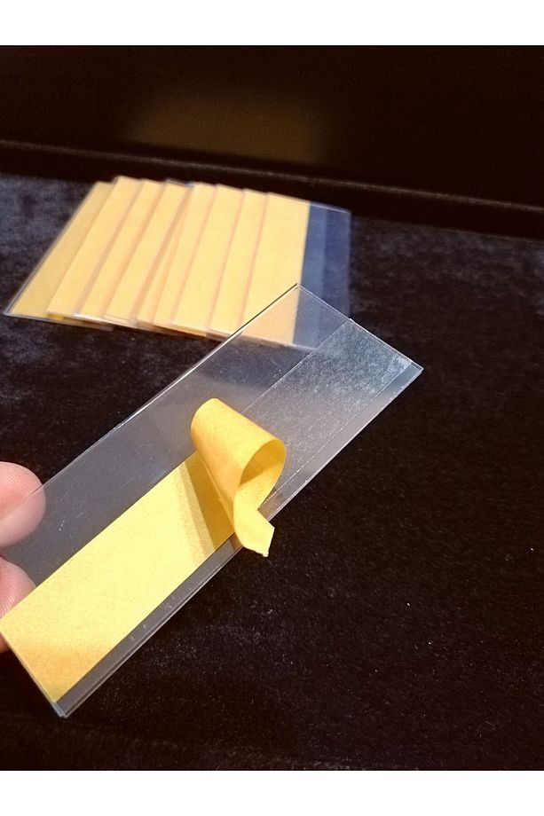 10 adet PVC Etiketlik Yapışkanlı 10x4 cm, Raf Fiyat Etiket Cebi, Yapışkanlı Şeffaf Ürün Etiketliği - 4