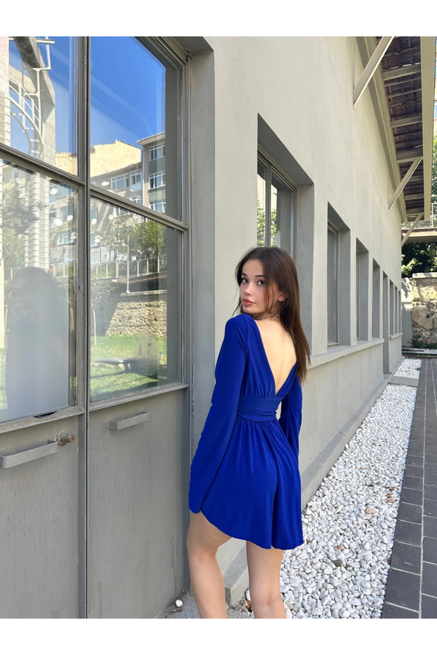 Kadın İspanyol Kol Detay Şortlu Sandy Elbise - 4