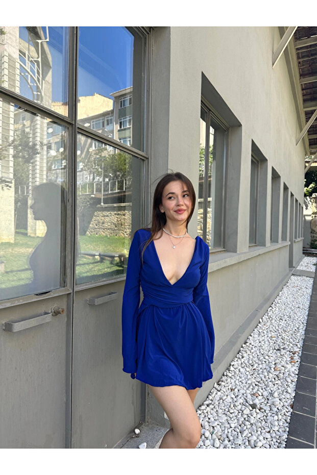 Kadın İspanyol Kol Detay Şortlu Sandy Elbise - 3