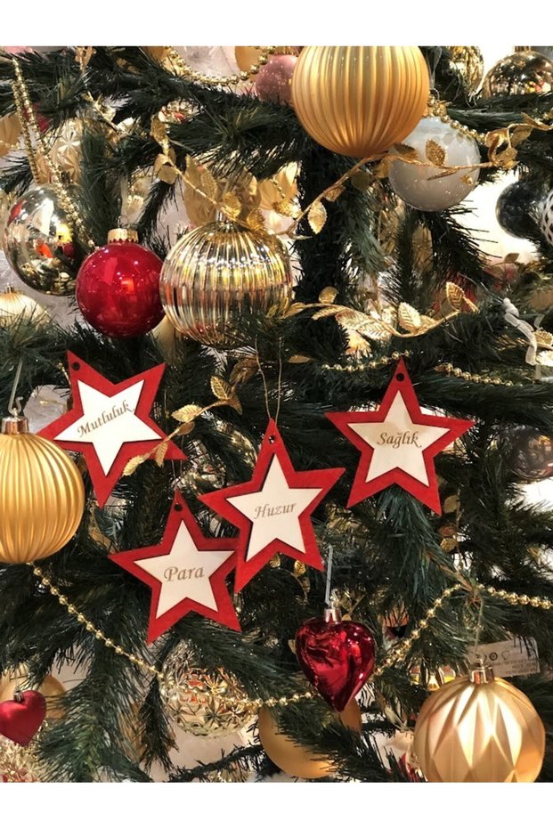 Christmas Tree Ornament with Health, Money, Happiness and Peace Written on it
