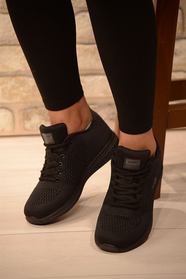 KADIN JUMP SİYAH KOMPLE FİLELİ SNEAKER SPOR AYAKKABI 24937 - 3