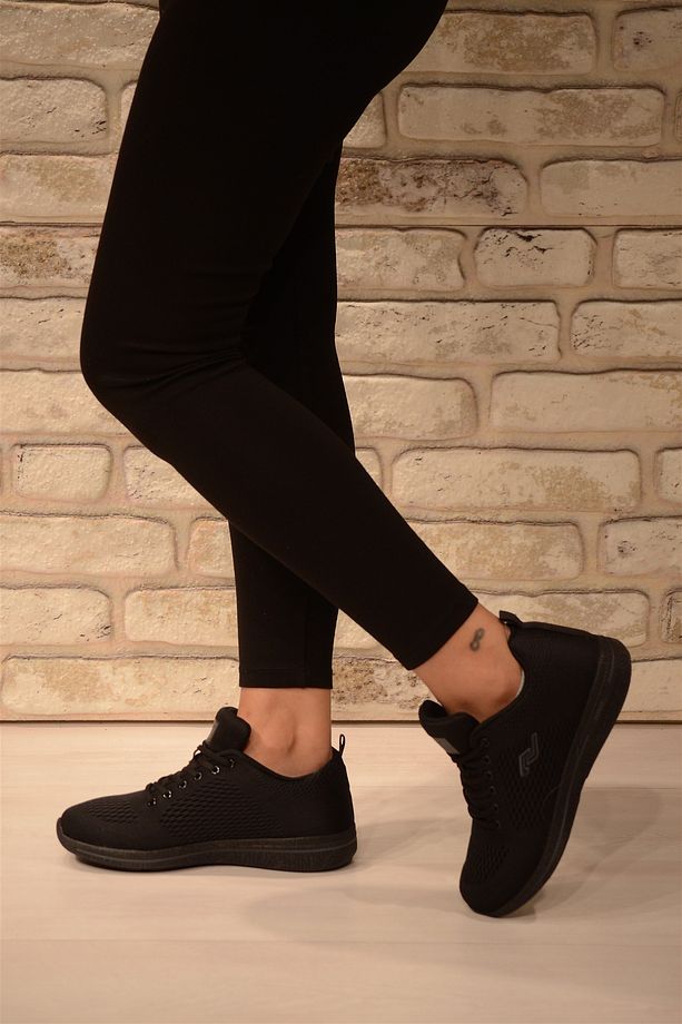 KADIN JUMP SİYAH KOMPLE FİLELİ SNEAKER SPOR AYAKKABI 24937 - 8
