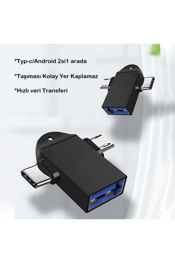 Type-c + Micro USB OTG 2'si 1 arada USB 3.1 to USB 3.0 Dönüştürücü OTG - 4