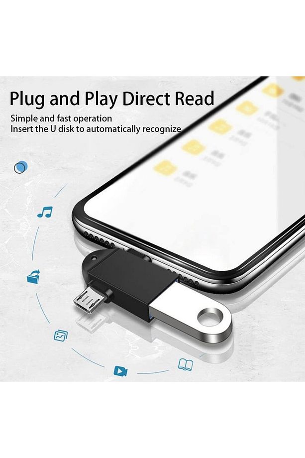 Type-c + Micro USB OTG 2'si 1 arada USB 3.1 to USB 3.0 Dönüştürücü OTG - 7