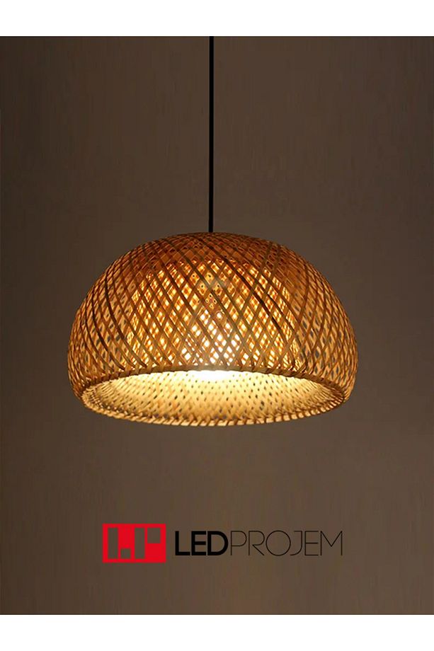 RİO BAMBU TEKLİ SARKIT AVİZE RUSTİK, BOHEM TARZ AVİZE 45CM ÇAP BAMBOO - 6