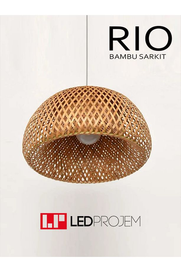 RİO BAMBU TEKLİ SARKIT AVİZE RUSTİK, BOHEM TARZ AVİZE 45CM ÇAP BAMBOO - 8