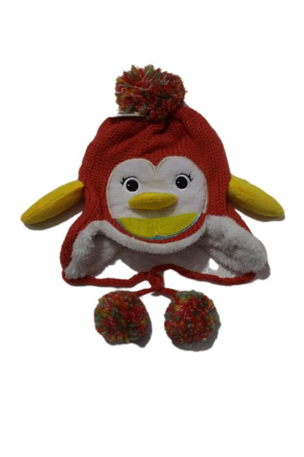 3D Winter Children's Hat with Penguin Figure - 1