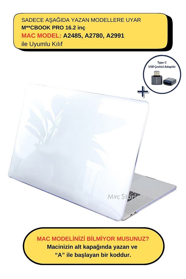 Macbook Pro Kılıf 16inç M1-m2-m3-m4, Parlak Kristal (16.2" PRO) A2485 A2780 A2991 A3403 A3186 Uyumlu - 1