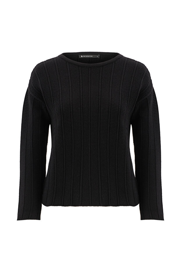 Schwarze Damen-Strickbluse von Lien - 5