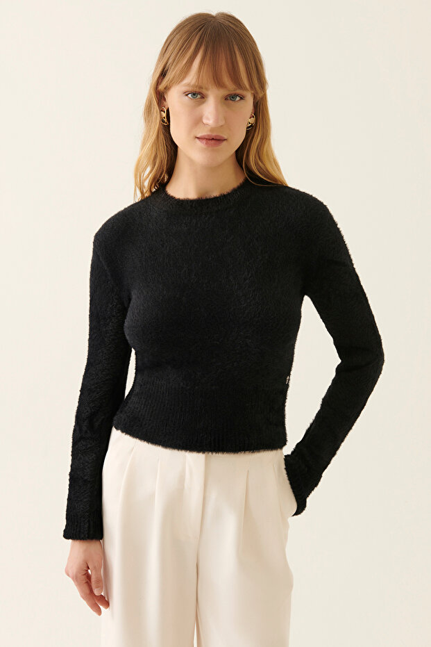 Illas schwarze Damen-Strickbluse - 2