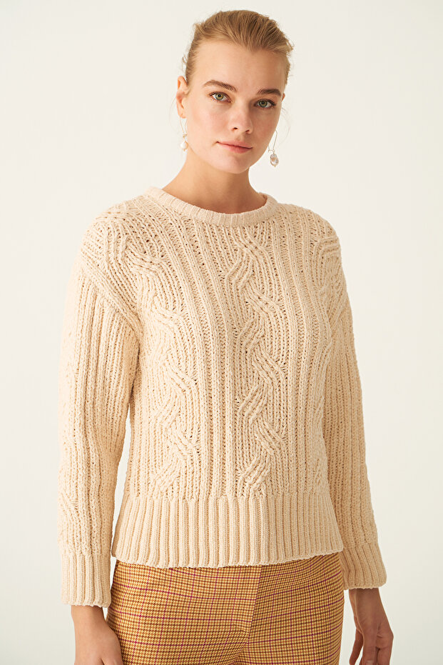 Illas Beige Color Women's Knitwear Blouse