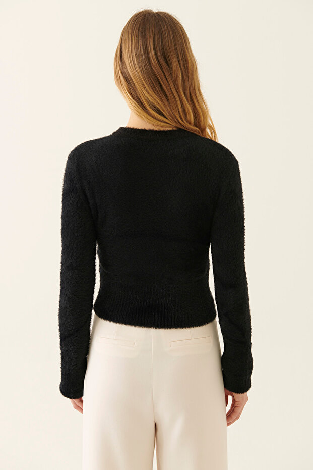 Illas schwarze Damen-Strickbluse - 3