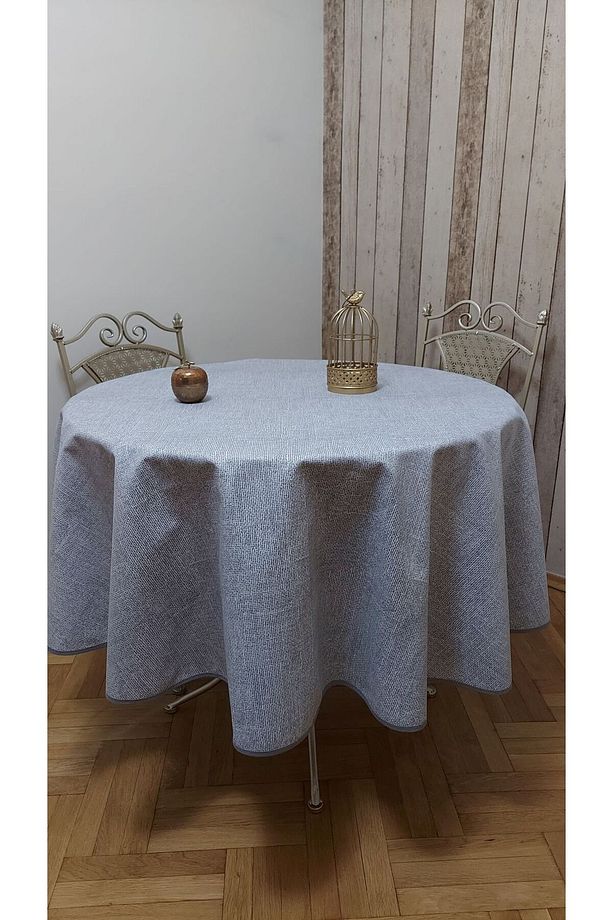 Yuvarlak,hasır desenli,duck (sıvı itici ,leke tutmaz) kumaş, yemek masası örtüsü - 4