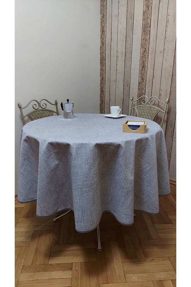 Yuvarlak,hasır desenli,duck (sıvı itici ,leke tutmaz) kumaş, yemek masası örtüsü - 5