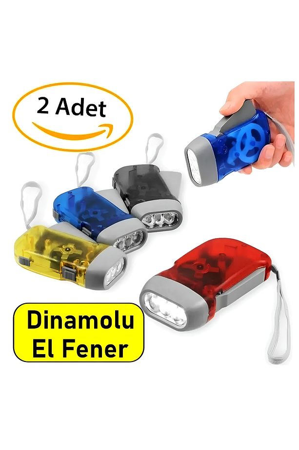 2 Adet Dinamolu El Feneri Deprem Kamp İçin Pilsiz 3 Ledli El Feneri Deprem Doğal Afet Feneri Efsane - 1