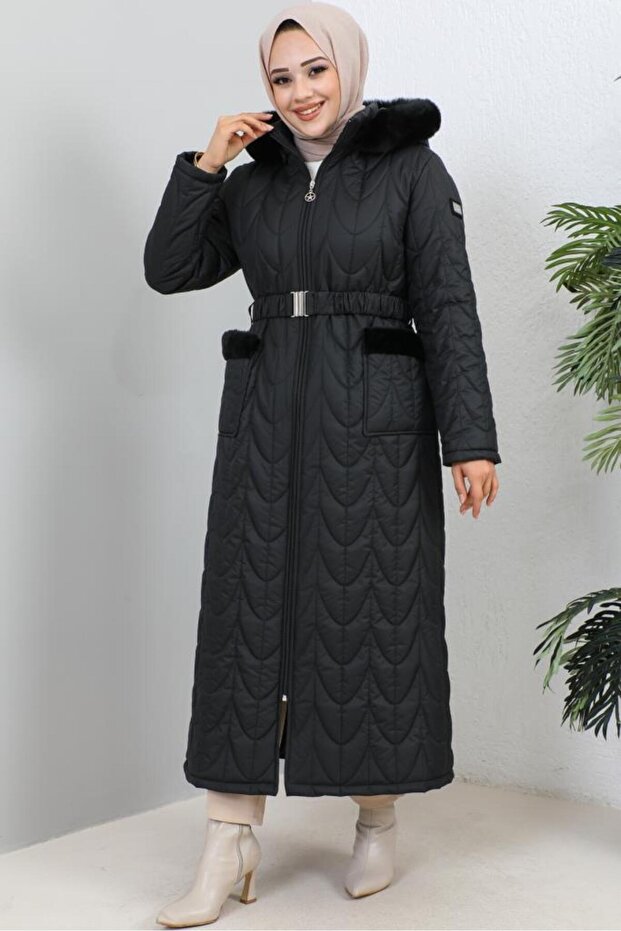 9107 Stepp-Wintermantel Schwarz - 1