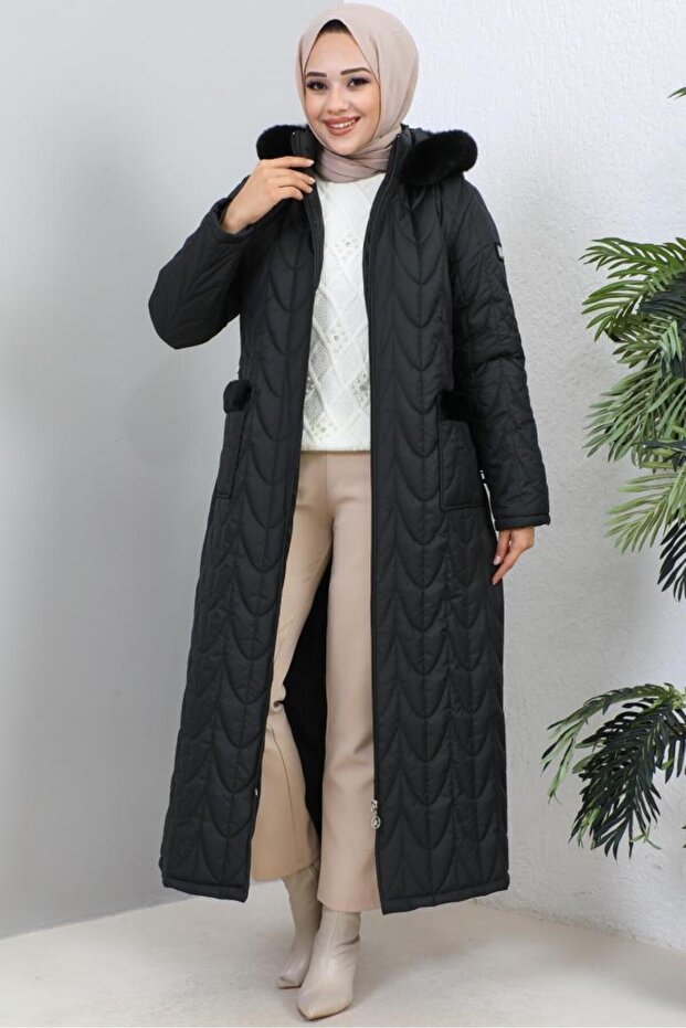 9107 Stepp-Wintermantel Schwarz - 4