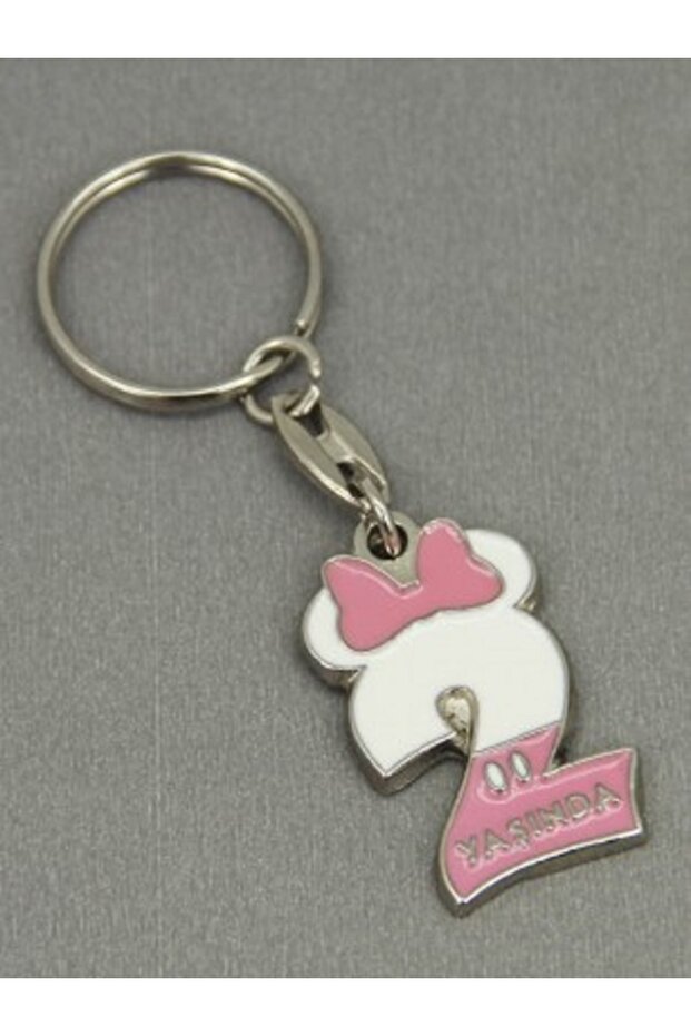 METAL KEYRING FOR A 2 YEAR OLD BIRTHDAY PINK 5 PIECES