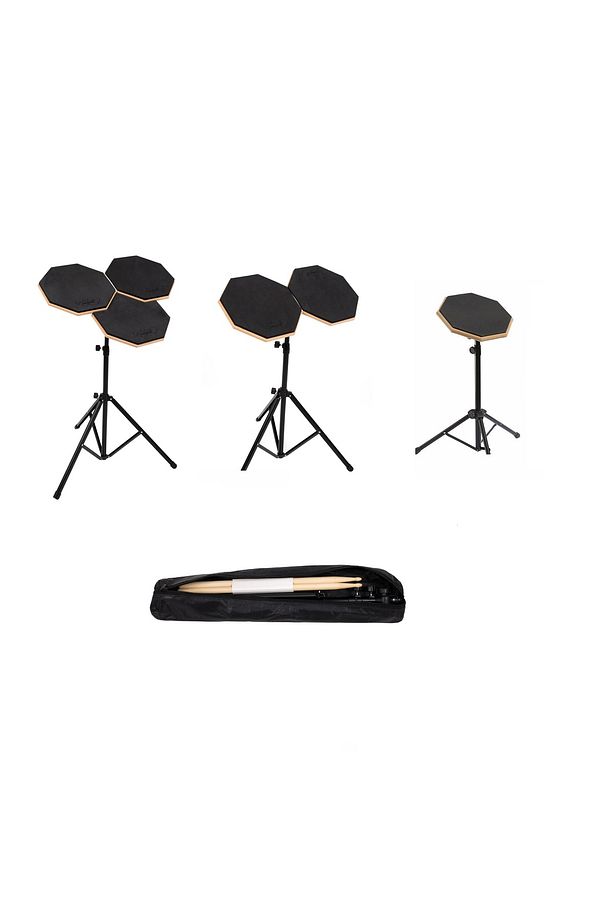 Bateri Davul Drum Pratik Çalışma Pedi ve Standlı Full Setup - 1
