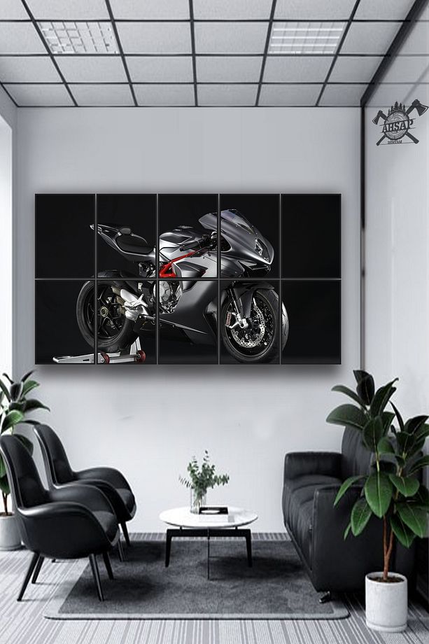10 parça Motor Bisiklet Dev Boy Mdf tablo Duvar Süsü Hediyelik Eşya (155cmx85cm) - 4