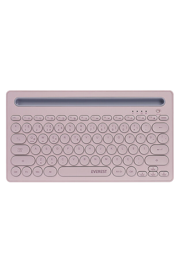 KB-BT84 Bluetooth Ultra İnce+Şarjlı Q Mac/Windows/Android/iOS Uyumlu Kablosuz Klavye Pembe Gri