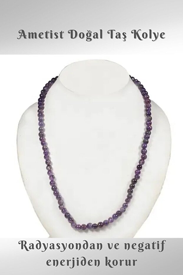 Amethyst Natural Stone Necklace (Protects from Radiation and Negative Energy)6 Mm (AA Quality)