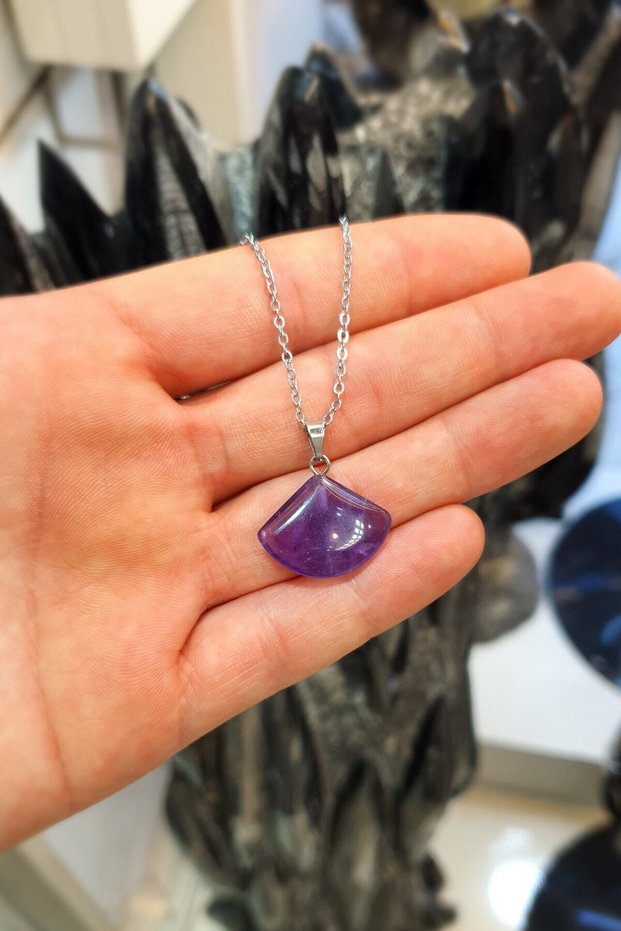 Amethyst Natural Stone Necklace ( Positive Energy, Power, Life Energy ) ( Aa Quality 100% Natural Stone )