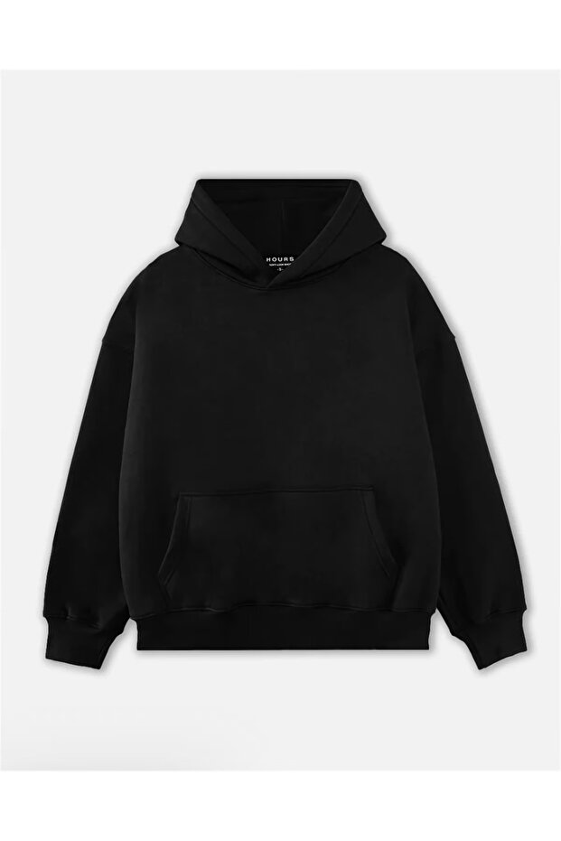 Y2k Tech Basic Oversize Black Unisex Hoodie