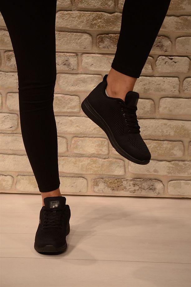 KADIN JUMP SİYAH KOMPLE FİLELİ SNEAKER SPOR AYAKKABI 24937 - 4