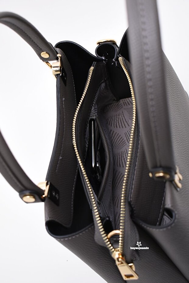 حقيبة يد وكتف رمادية - 5