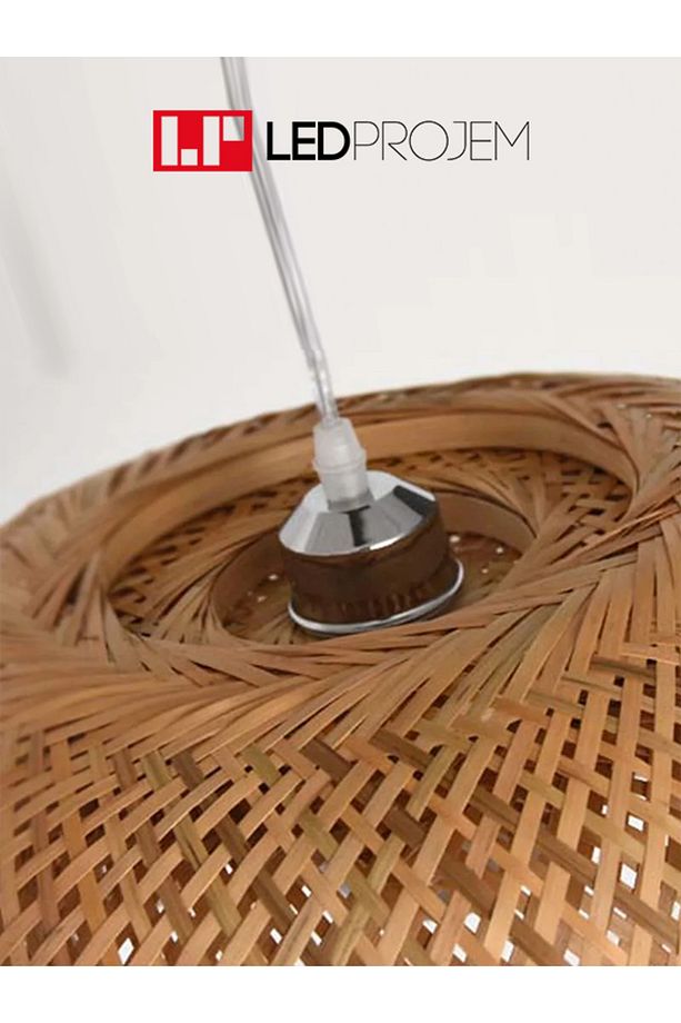 RİO BAMBU TEKLİ SARKIT AVİZE RUSTİK, BOHEM TARZ AVİZE 45CM ÇAP BAMBOO - 7