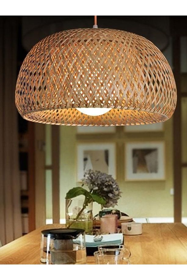 RİO BAMBU TEKLİ SARKIT AVİZE RUSTİK, BOHEM TARZ AVİZE 45CM ÇAP BAMBOO - 9