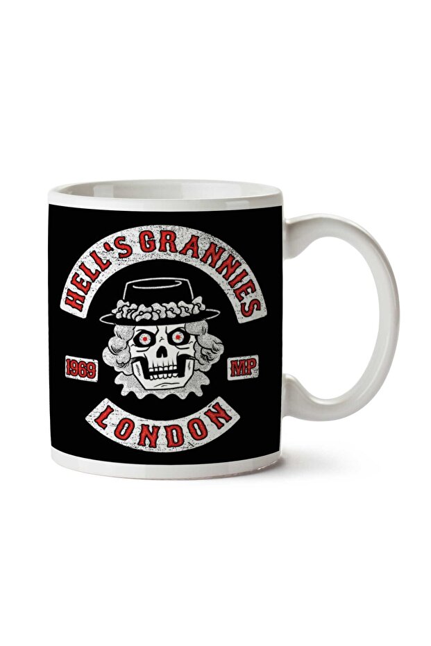 كوب مطبوع عليه شعار Hells Grannies Monty Python على الجانبين - 1