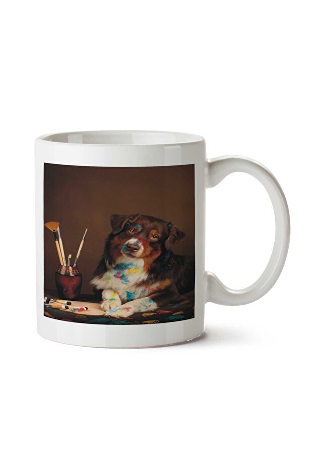 Painter Dog Two Sided Printed Mug