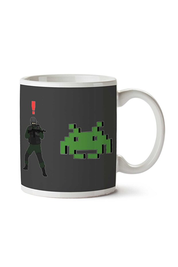 كوب Metal Gear Solid Enemy Soldier Alert Space Invaders مطبوع على الجانبين