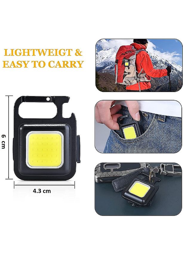 800 Lümen 3 Modlu Mıknatıslı Askı Aparatlı Şarjlı El Feneri Işığı Mini Boy Flashlight Anahtarlık - 3