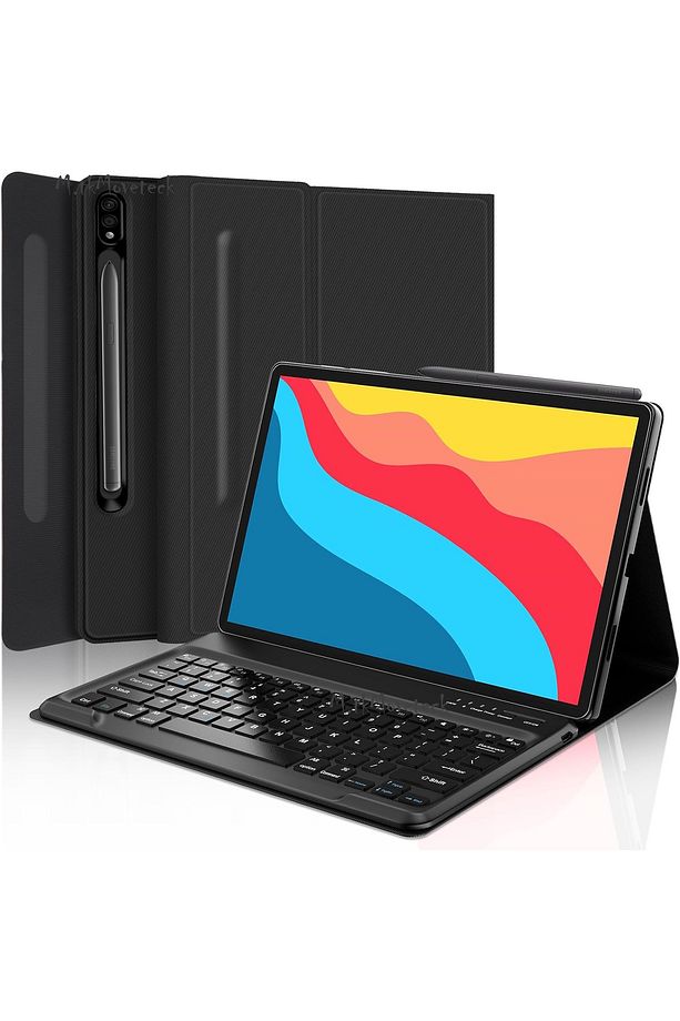 Samsung Galaxy Tab S7 Fe S8 Plus 12.4inç Klavyeli Tablet Kılıfı Kalem Bölmeli Bluetooth Q Kılıf T970 - 1