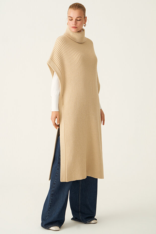 Hellbeige Damen-Strickbluse von Mayra - 2