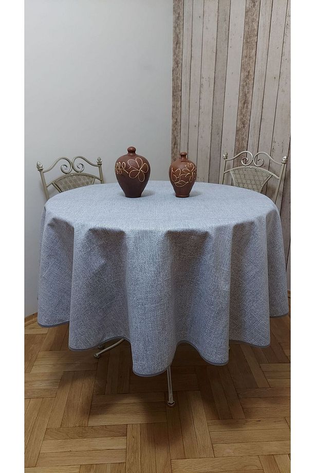 Yuvarlak,hasır desenli,duck (sıvı itici ,leke tutmaz) kumaş, yemek masası örtüsü - 3