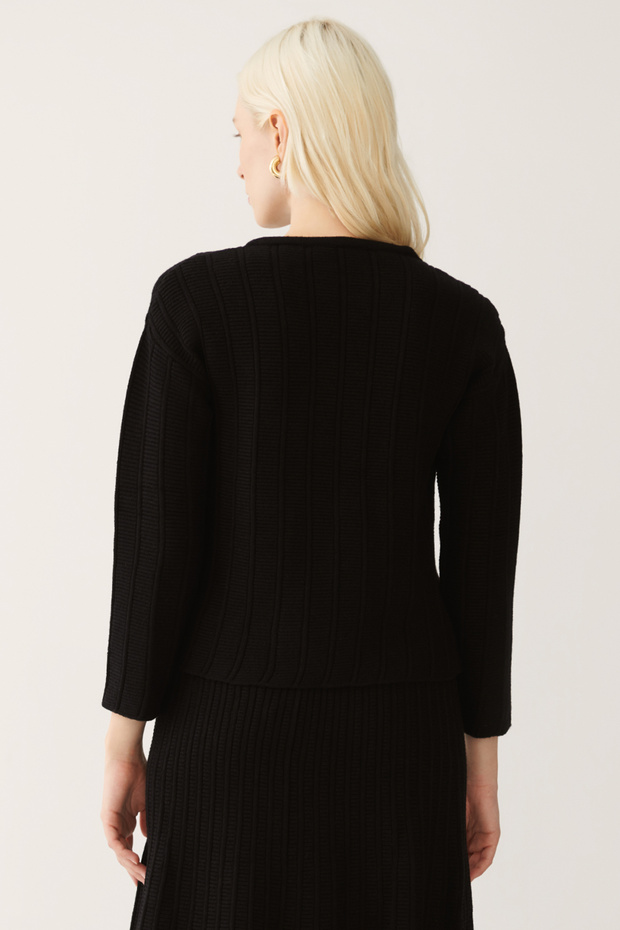 Schwarze Damen-Strickbluse von Lien - 4