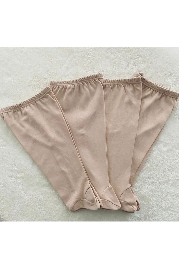 Unisex Stone Color 4-Piece Baby Bottom Pajamas with Booties 0-3 months