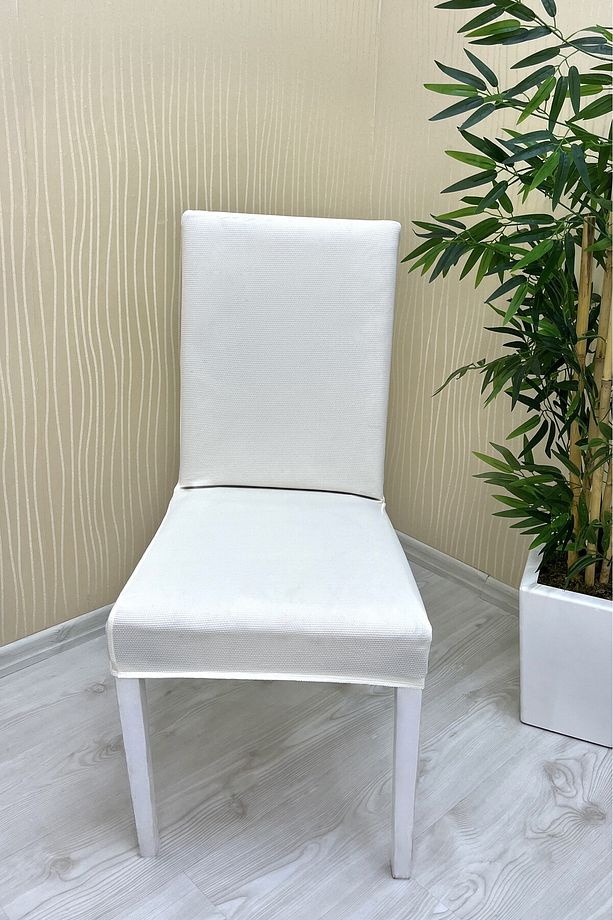 mikro kumaş sandalye örtüsü KREM RENK (6 adet) - 1